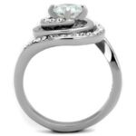 TK1746 - High polished (no plating) Stainless Steel Ring with AAA Grade CZ  in Clear