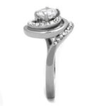 TK1746 - High polished (no plating) Stainless Steel Ring with AAA Grade CZ  in Clear