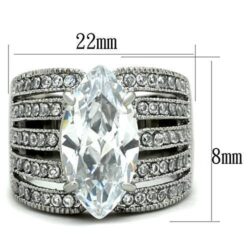 TK1752 - High polished (no plating) Stainless Steel Ring with AAA Grade CZ  in Clear