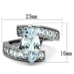 TK1754 - High polished (no plating) Stainless Steel Ring with AAA Grade CZ  in Clear