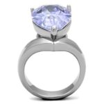 TK1755 - High polished (no plating) Stainless Steel Ring with AAA Grade CZ  in Light Amethyst