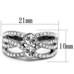 TK1758 - High polished (no plating) Stainless Steel Ring with Top Grade Crystal  in Clear