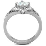 TK1760 - High polished (no plating) Stainless Steel Ring with AAA Grade CZ  in Clear