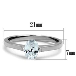 TK1762 - High polished (no plating) Stainless Steel Ring with AAA Grade CZ  in Clear