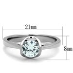 TK1763 - High polished (no plating) Stainless Steel Ring with AAA Grade CZ  in Clear