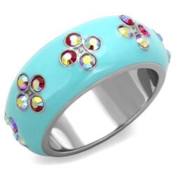 TK1768 - High polished (no plating) Stainless Steel Ring with Top Grade Crystal  in Light Rose