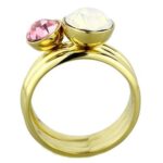 TK1785 - IP Gold(Ion Plating) Stainless Steel Ring with Top Grade Crystal  in White