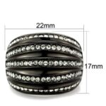 TK1789 - IP Black(Ion Plating) Stainless Steel Ring with Top Grade Crystal  in Black Diamond