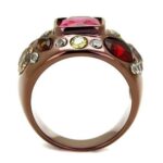 TK1790LC - IP Coffee light Stainless Steel Ring with AAA Grade CZ  in Ruby