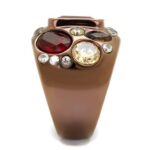 TK1790LC - IP Coffee light Stainless Steel Ring with AAA Grade CZ  in Ruby