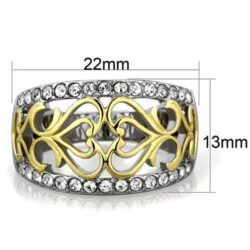 TK1792 - Two-Tone IP Gold (Ion Plating) Stainless Steel Ring with Top Grade Crystal  in Clear