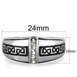 TK1801 - High polished (no plating) Stainless Steel Ring with Top Grade Crystal  in Clear