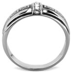 TK1801 - High polished (no plating) Stainless Steel Ring with Top Grade Crystal  in Clear