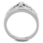 TK1821 - High polished (no plating) Stainless Steel Ring with Top Grade Crystal  in Clear