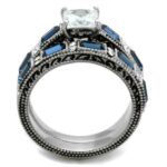 TK1829 - High polished (no plating) Stainless Steel Ring with AAA Grade CZ  in Clear