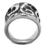 TK1853 - High polished (no plating) Stainless Steel Ring with Top Grade Crystal  in Clear