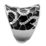 TK1853 - High polished (no plating) Stainless Steel Ring with Top Grade Crystal  in Clear