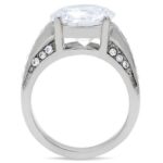 TK187 - High polished (no plating) Stainless Steel Ring with AAA Grade CZ  in Clear