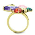 TK1888 - IP Gold(Ion Plating) Stainless Steel Ring with AAA Grade CZ  in Multi Color