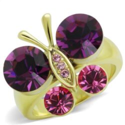 TK1889 - IP Gold(Ion Plating) Stainless Steel Ring with Top Grade Crystal  in Amethyst