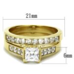 TK1895 - IP Gold(Ion Plating) Stainless Steel Ring with AAA Grade CZ  in Clear