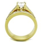 TK1895 - IP Gold(Ion Plating) Stainless Steel Ring with AAA Grade CZ  in Clear