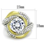 TK1910 - Two-Tone IP Gold (Ion Plating) Stainless Steel Ring with AAA Grade CZ  in Clear