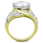 TK1910 - Two-Tone IP Gold (Ion Plating) Stainless Steel Ring with AAA Grade CZ  in Clear