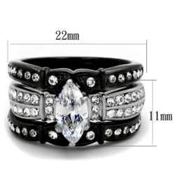 TK1922 - Two-Tone IP Black Stainless Steel Ring with AAA Grade CZ  in Clear