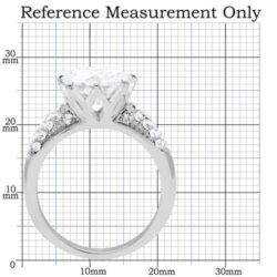 TK197 - High polished (no plating) Stainless Steel Ring with AAA Grade CZ  in Clear