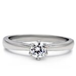 TK203 - High polished (no plating) Stainless Steel Ring with AAA Grade CZ  in Clear