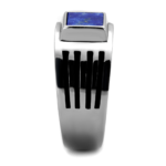 TK2047 - High polished (no plating) Stainless Steel Ring with Precious Stone Lapis in Montana