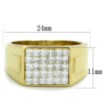 TK2048 - IP Gold(Ion Plating) Stainless Steel Ring with AAA Grade CZ  in Clear