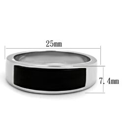 TK2062J - High polished (no plating) Stainless Steel Ring with Synthetic Onyx in Jet