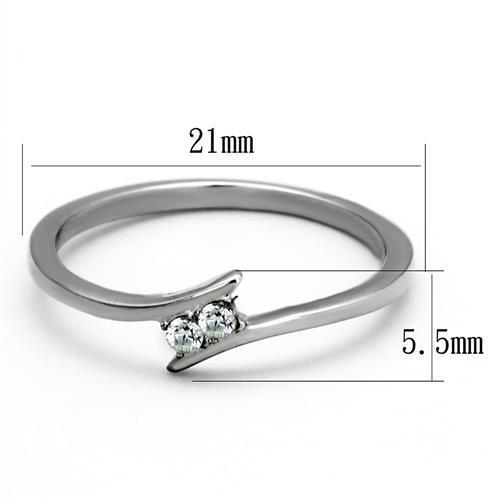 TK2121 - High polished (no plating) Stainless Steel Ring with AAA Grade CZ  in Clear