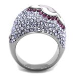 TK2125 - High polished (no plating) Stainless Steel Ring with Top Grade Crystal  in Multi Color