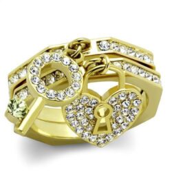 TK2127 - IP Gold(Ion Plating) Stainless Steel Ring with Top Grade Crystal  in Citrine Yellow