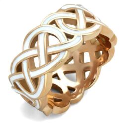 TK2159 - IP Rose Gold(Ion Plating) Stainless Steel Ring with Epoxy  in White