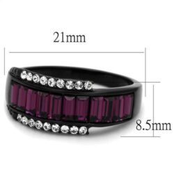 TK2191 - IP Black(Ion Plating) Stainless Steel Ring with Top Grade Crystal  in Amethyst