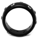 TK2196 - IP Black(Ion Plating) Stainless Steel Ring with AAA Grade CZ  in Clear