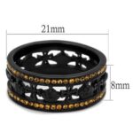 TK2204 - IP Black(Ion Plating) Stainless Steel Ring with Top Grade Crystal  in Topaz