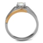 TK2218 - Two-Tone IP Rose Gold Stainless Steel Ring with AAA Grade CZ  in Clear