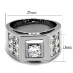 TK2220 - High polished (no plating) Stainless Steel Ring with AAA Grade CZ  in Clear