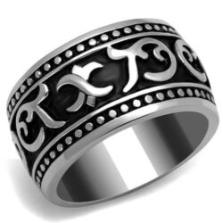 TK2233.jpg - TK2233 - High polished (no plating) Stainless Steel Ring with Epoxy  in Jet