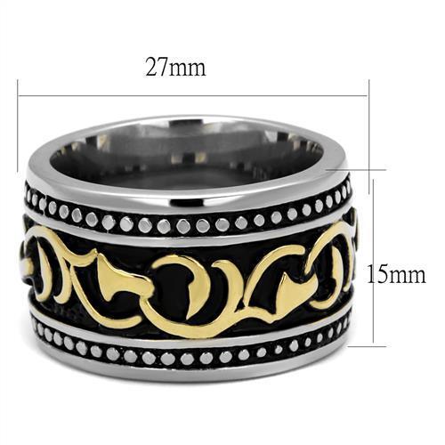 TK2234 - Two-Tone IP Gold (Ion Plating) Stainless Steel Ring with Epoxy  in Jet