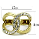 TK2253 - Two-Tone IP Gold (Ion Plating) Stainless Steel Ring with Top Grade Crystal  in Clear