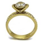 TK2295 - IP Gold(Ion Plating) Stainless Steel Ring with AAA Grade CZ  in Clear