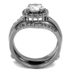 TK2297 - High polished (no plating) Stainless Steel Ring with AAA Grade CZ  in Clear