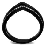 TK2302 - IP Black(Ion Plating) Stainless Steel Ring with Top Grade Crystal  in Clear