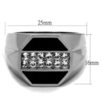 TK2309 - High polished (no plating) Stainless Steel Ring with Top Grade Crystal  in Clear